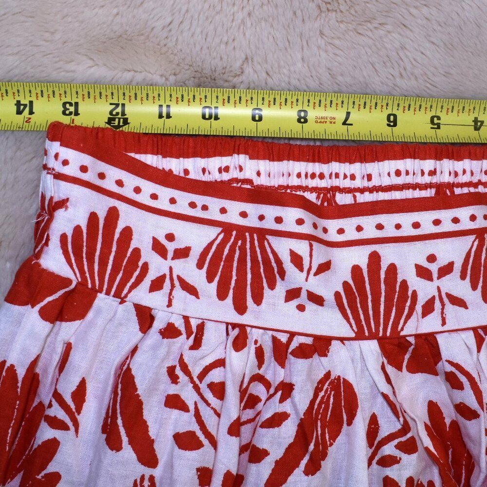 Haute Hippie Red Orange Boho Floral Linen Blend Flowy Skirt Size Small New - Picture 10 of 10